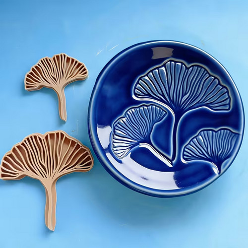 Ginkgo leaf clay stamp set - clay, –