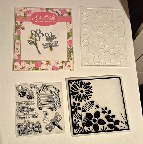 Apple blossom bee stamp - bee, die