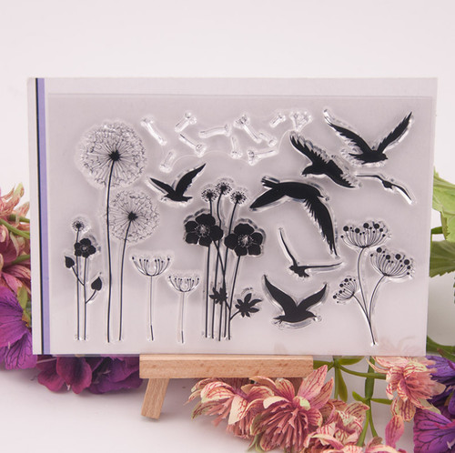 Dandelion birds silicone - dandelion, clear