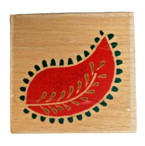 Rubber ink stamp seasonal leaf - rubber,