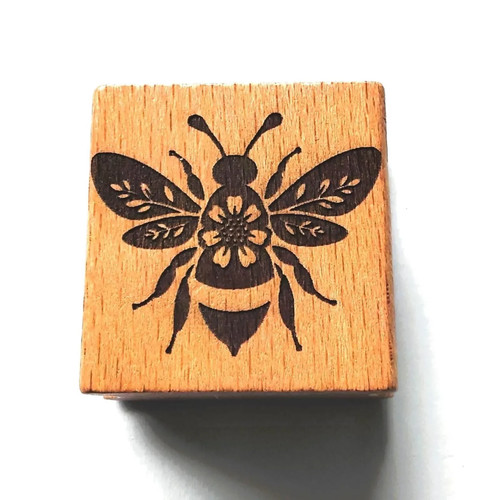 Floral bee stamp 4cm - -,