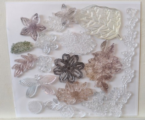 Large stamp set flowers - -,