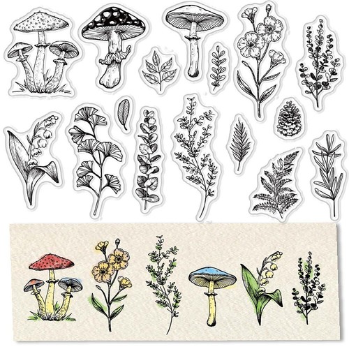 Clear stamps mushroom flowers - stamps,