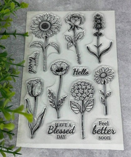 16x11cm floral clear stamp set - 16x11cm,