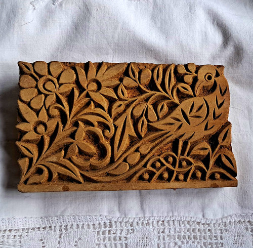 Carved wooden floral bird - floral,